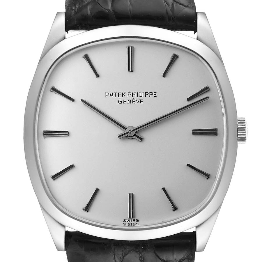 18k White Gold Silver Dial Vintage Mens Watch 3544