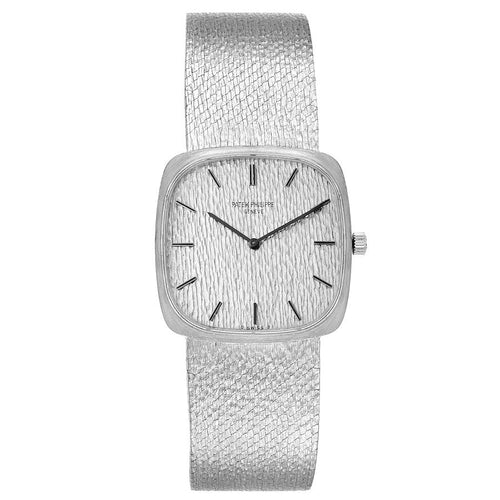 18k White Gold Silver Dial Vintage Mens Watch 3566