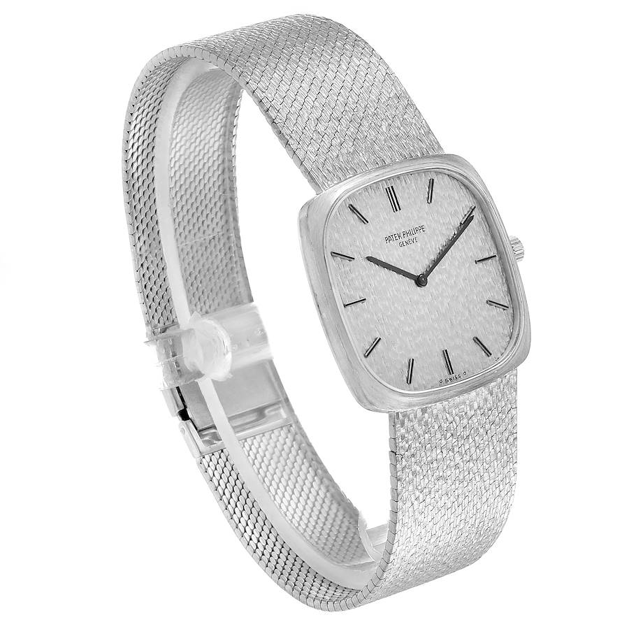 18k White Gold Silver Dial Vintage Mens Watch 3566