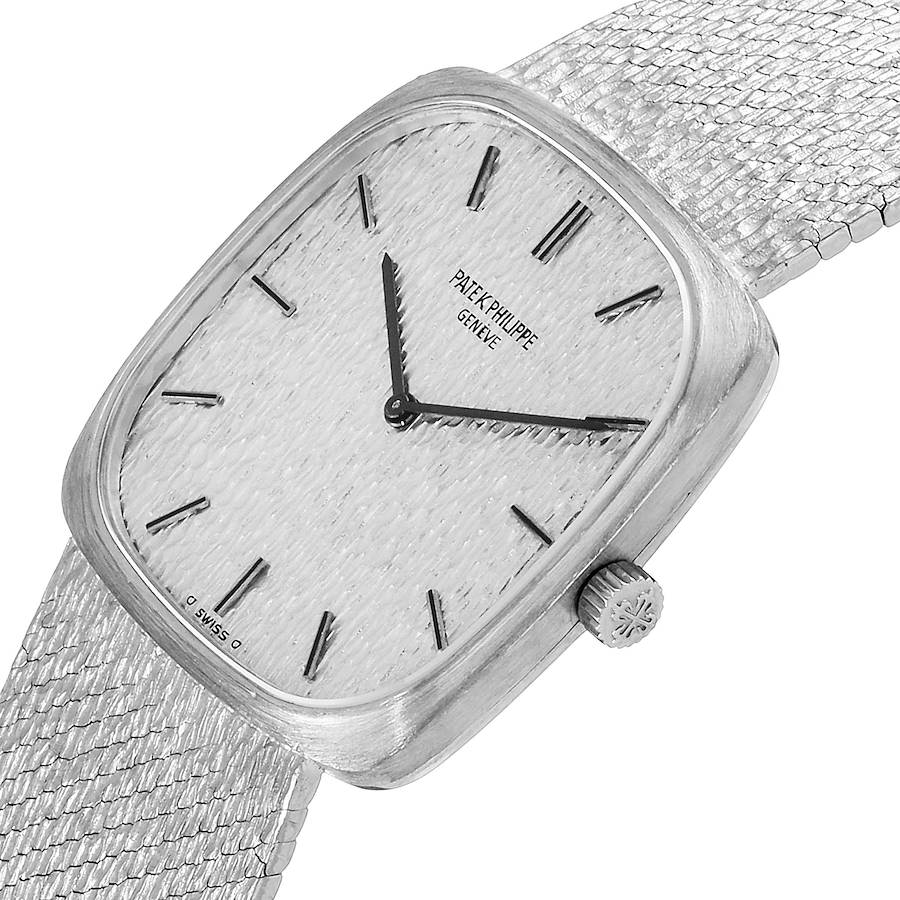 18k White Gold Silver Dial Vintage Mens Watch 3566