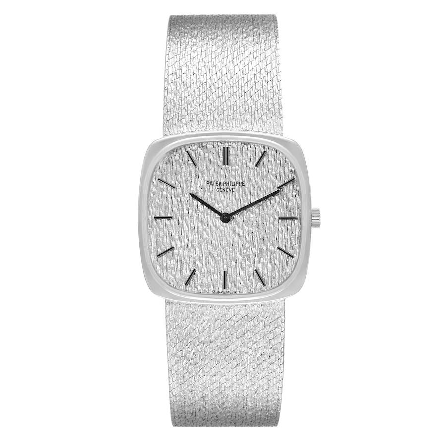 18k White Gold Silver Dial Vintage Mens Watch 3666