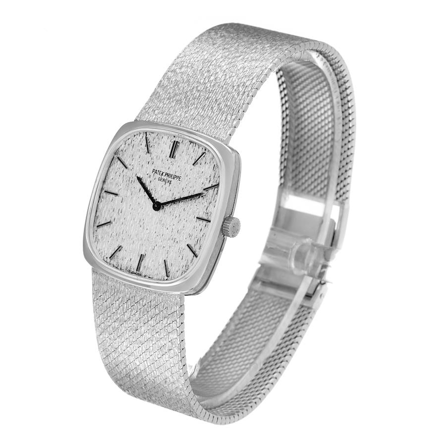 18k White Gold Silver Dial Vintage Mens Watch 3666