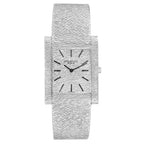 18k White Gold Textured Dial Vintage Mens Watch 3553