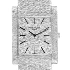 18k White Gold Textured Dial Vintage Mens Watch 3553