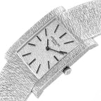 18k White Gold Textured Dial Vintage Mens Watch 3553