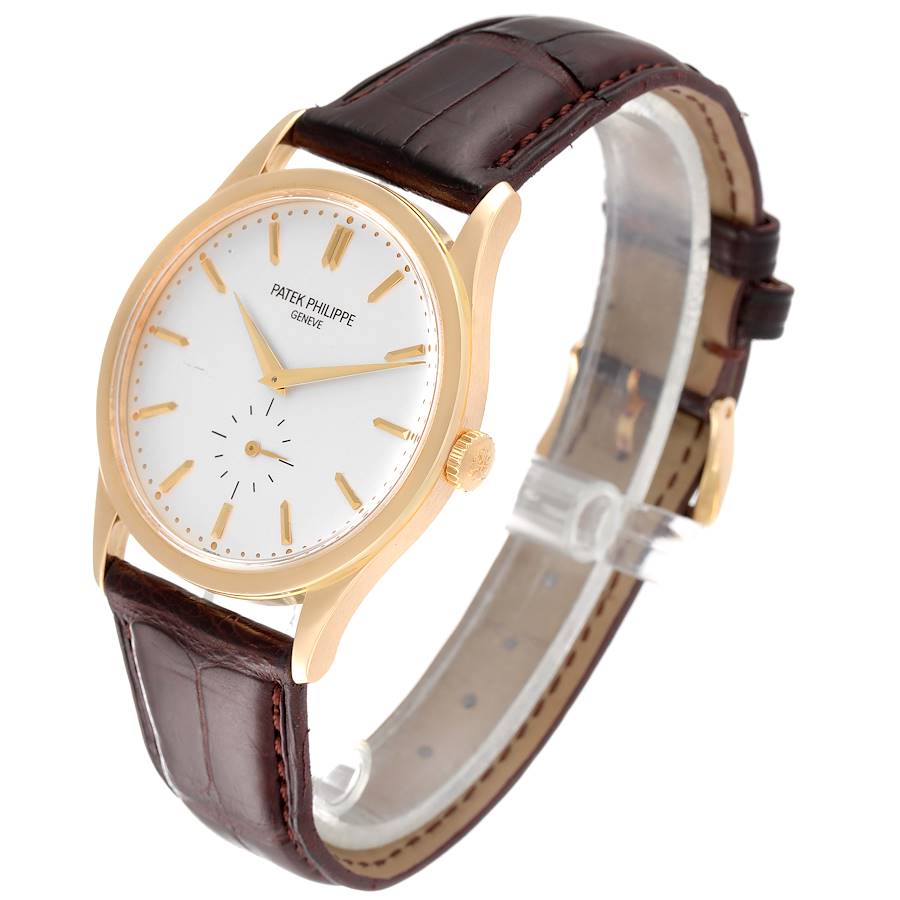 Calatrava 18k Yellow Gold Silver Dial Mens Watch 5196