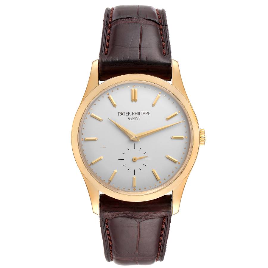 Calatrava 18k Yellow Gold Silver Dial Mens Watch 5196