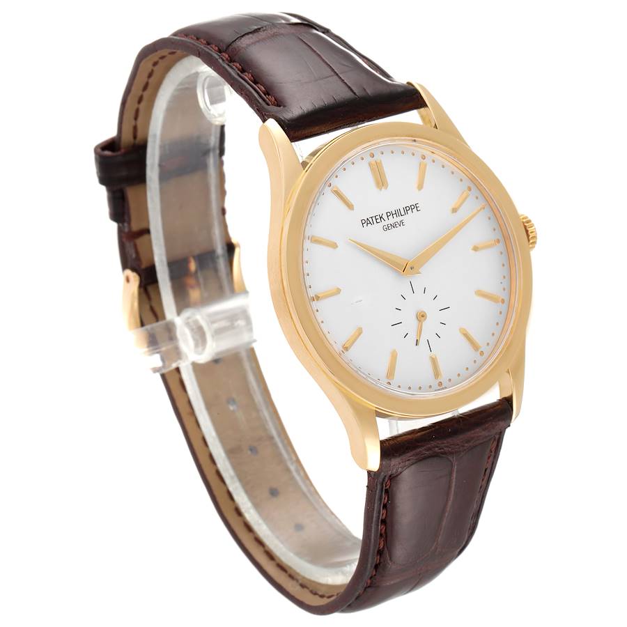 Calatrava 18k Yellow Gold Silver Dial Mens Watch 5196