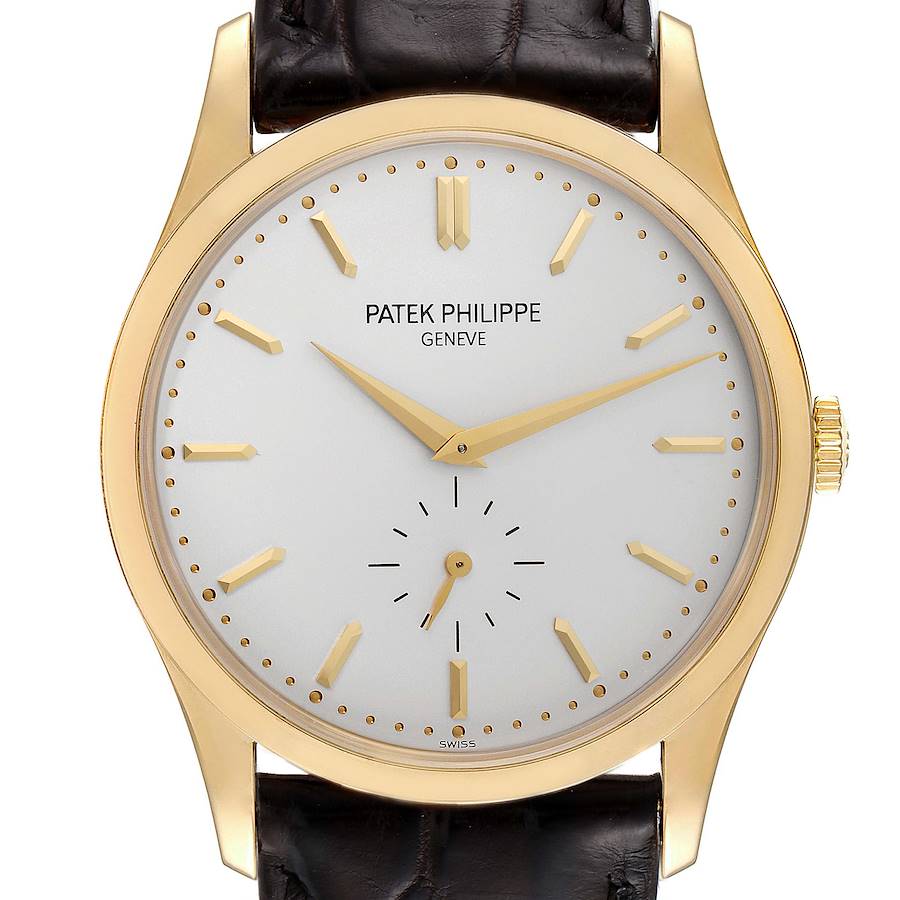 Calatrava 18k Yellow Gold Silver Dial Mens Watch 5196 Papers