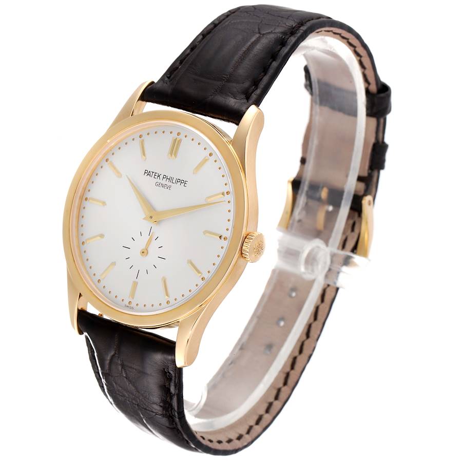 Calatrava 18k Yellow Gold Silver Dial Mens Watch 5196 Papers