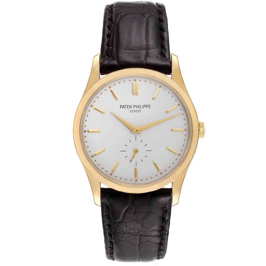 Calatrava 18k Yellow Gold Silver Dial Mens Watch 5196 Papers