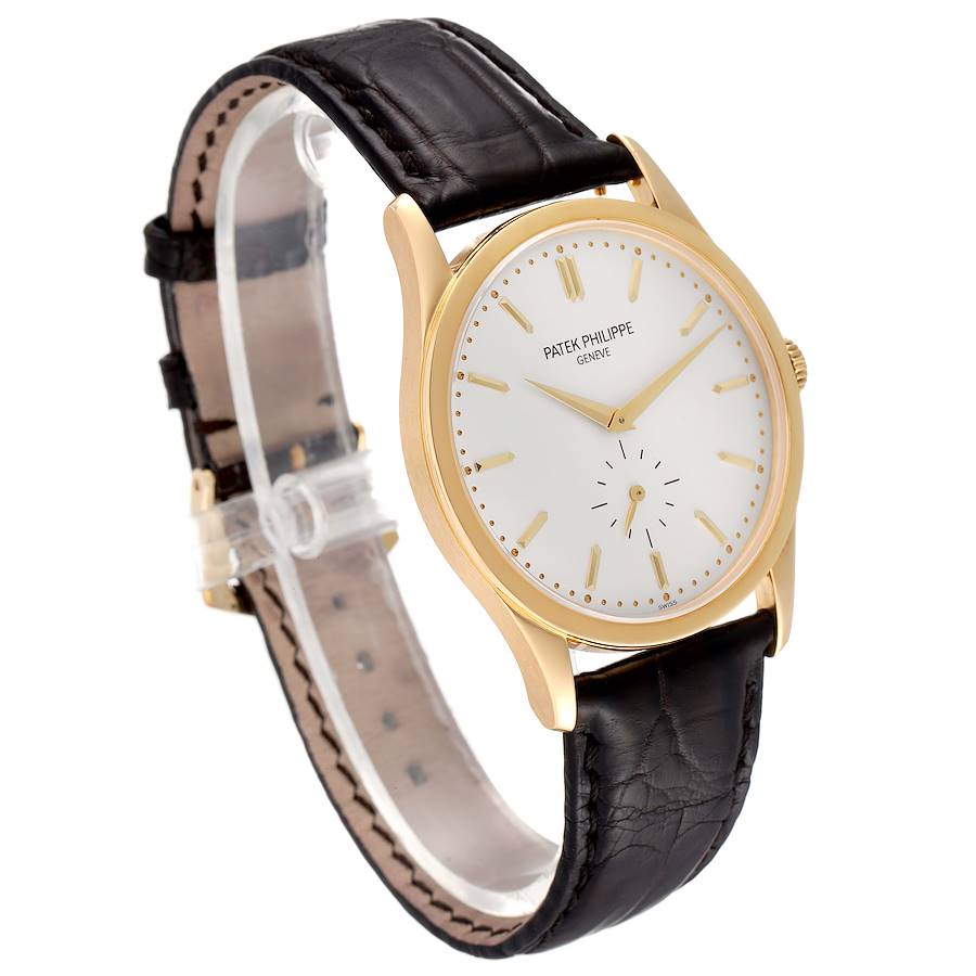 Calatrava 18k Yellow Gold Silver Dial Mens Watch 5196 Papers
