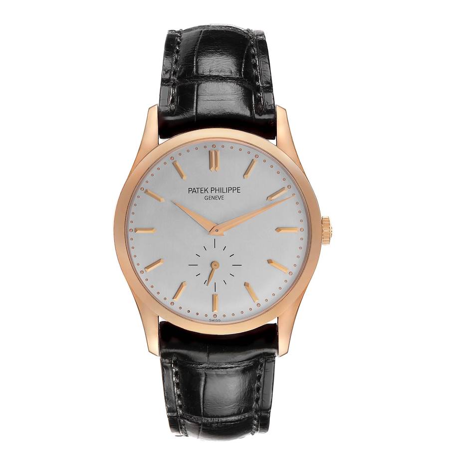 Calatrava Rose Gold Silver Dial Mens Watch 5196 5196R