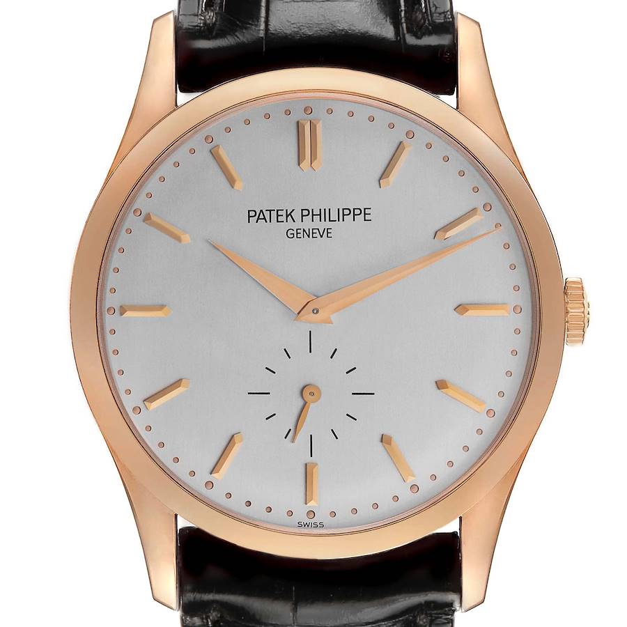 Calatrava Rose Gold Silver Dial Mens Watch 5196 5196R