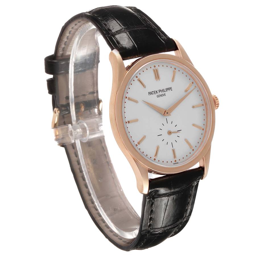 Calatrava Rose Gold Silver Dial Mens Watch 5196 5196R