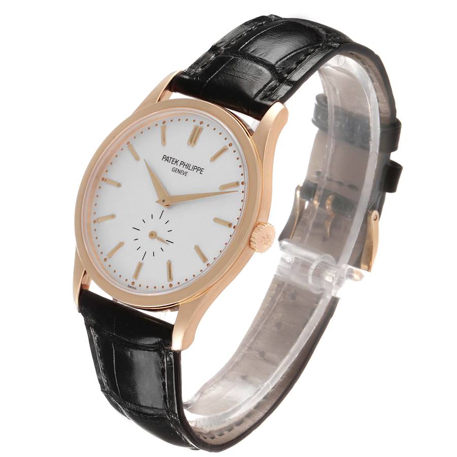 Calatrava Rose Gold Silver Dial Mens Watch 5196 5196R