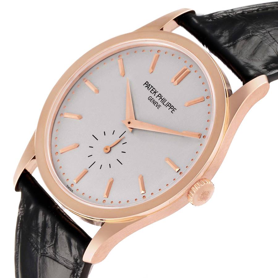 Calatrava Rose Gold Grey Dial Mens Watch 5196 5196R