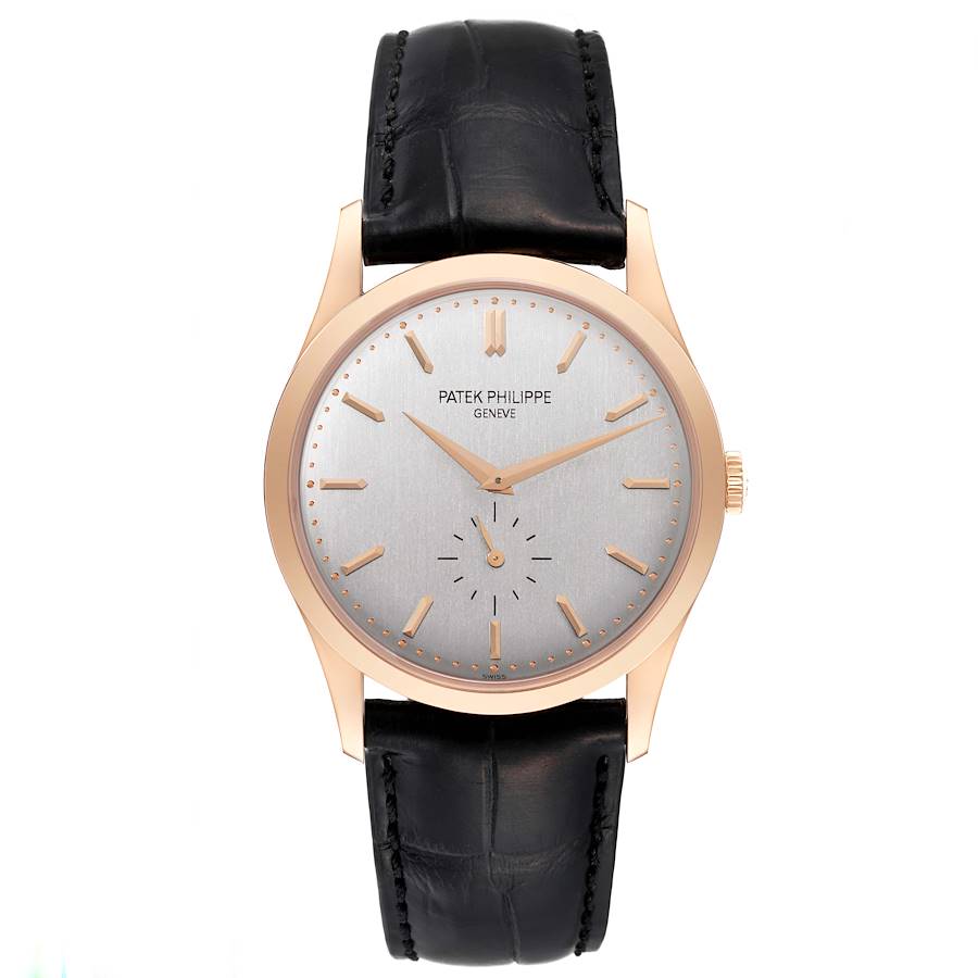 Calatrava Rose Gold Silver Dial Mens Watch 5196