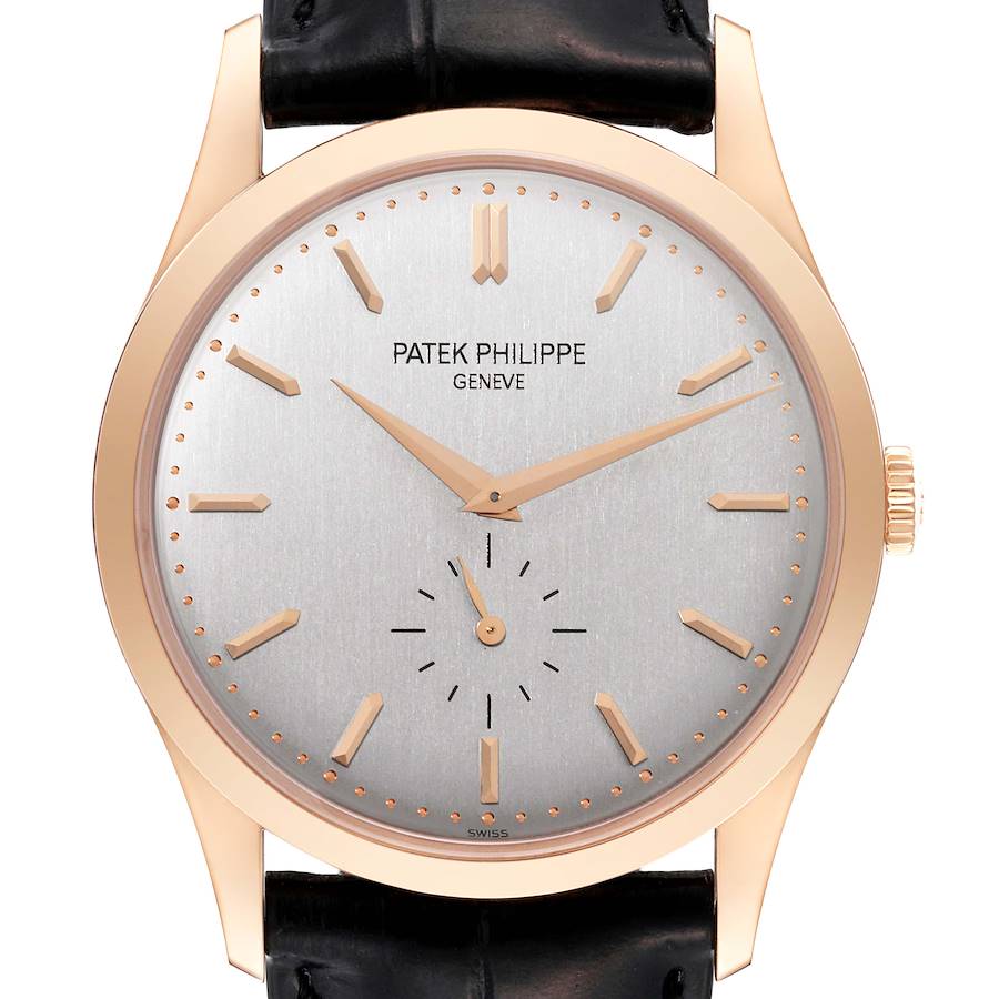 Calatrava Rose Gold Silver Dial Mens Watch 5196