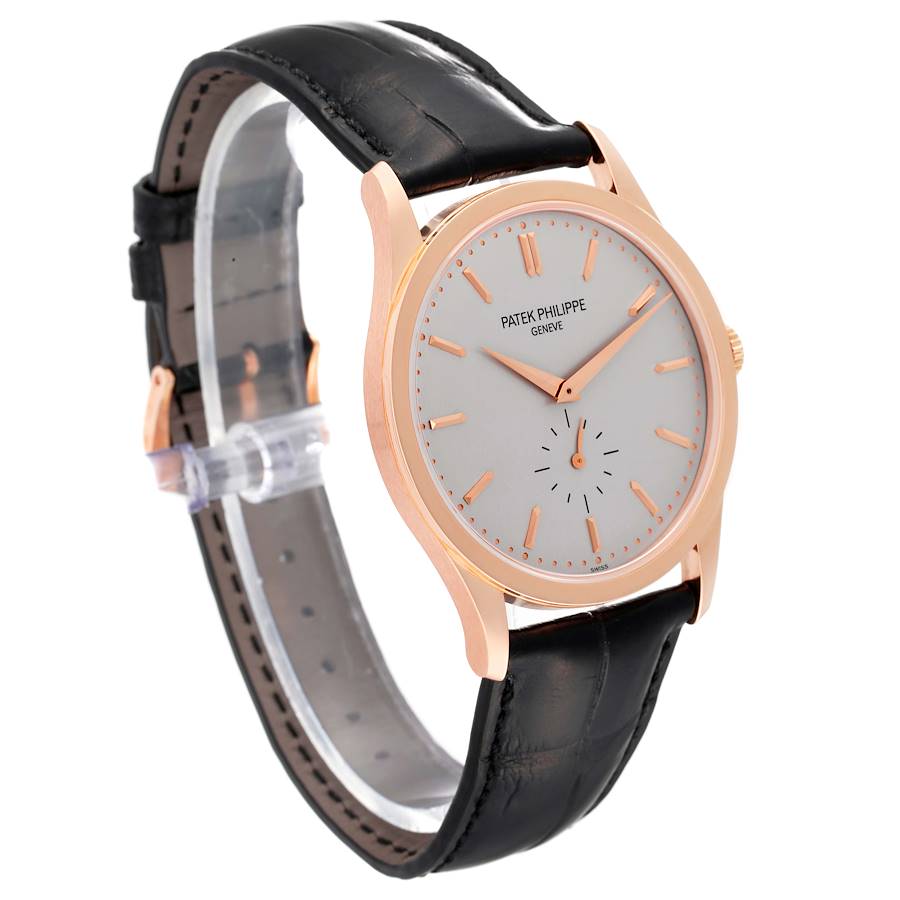 Calatrava Rose Gold Silver Dial Mens Watch 5196