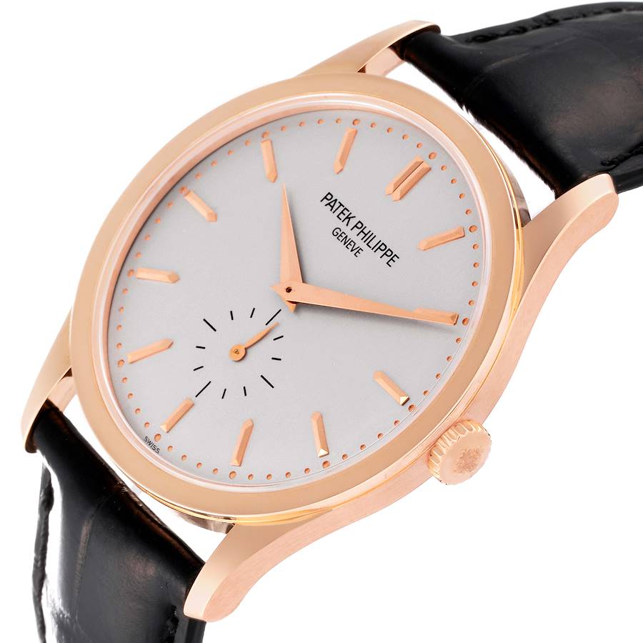 Calatrava Rose Gold Silver Dial Mens Watch 5196