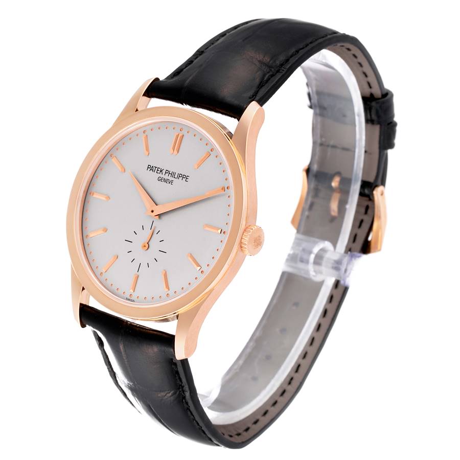 Calatrava Rose Gold Silver Dial Mens Watch 5196