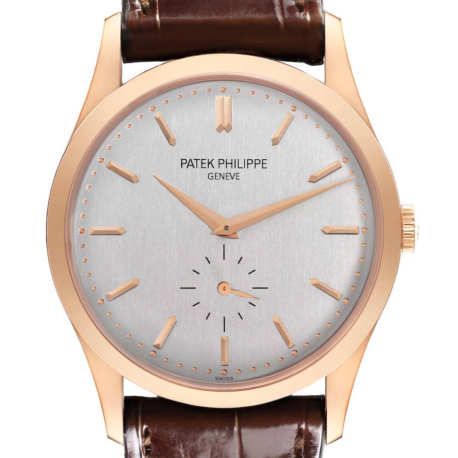 Calatrava Rose Gold Silver Dial Mens Watch 5196R
