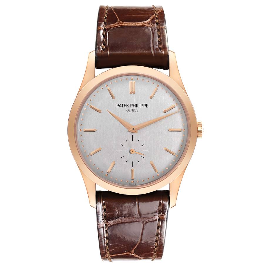 Calatrava Rose Gold Silver Dial Mens Watch 5196R