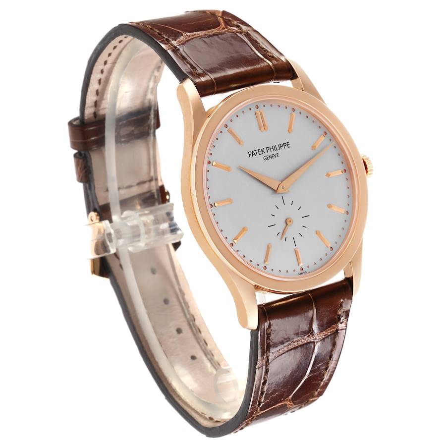 Calatrava Rose Gold Silver Dial Mens Watch 5196R