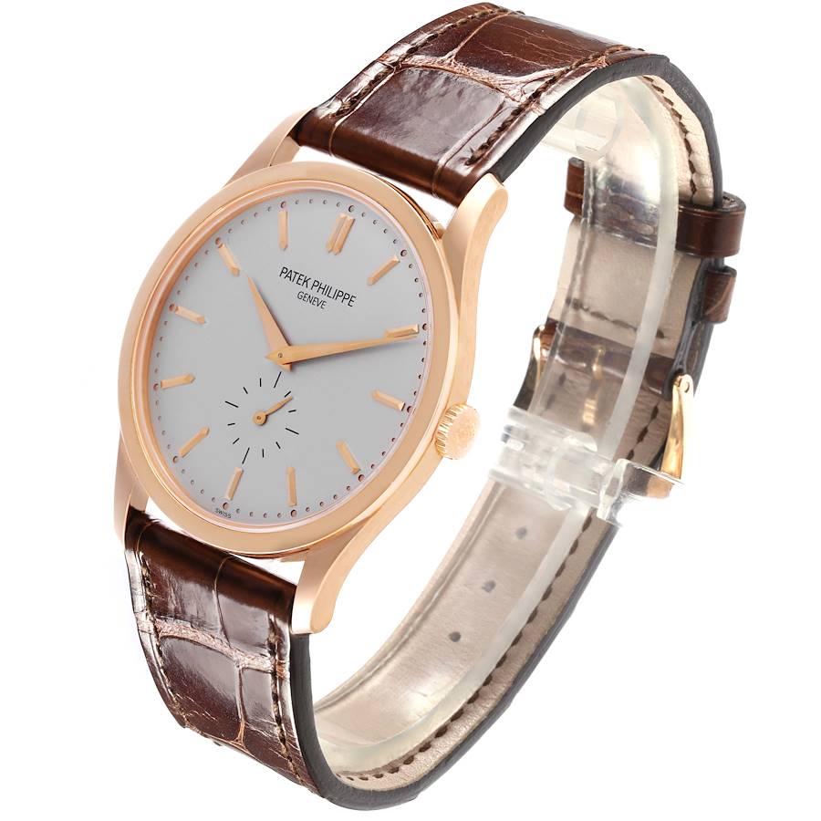 Calatrava Rose Gold Silver Dial Mens Watch 5196R