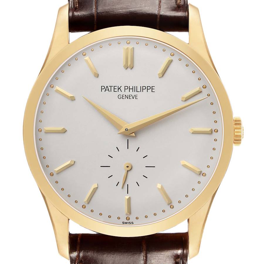 Calatrava Yellow Gold Silver Dial Mens Watch 5196 5196J