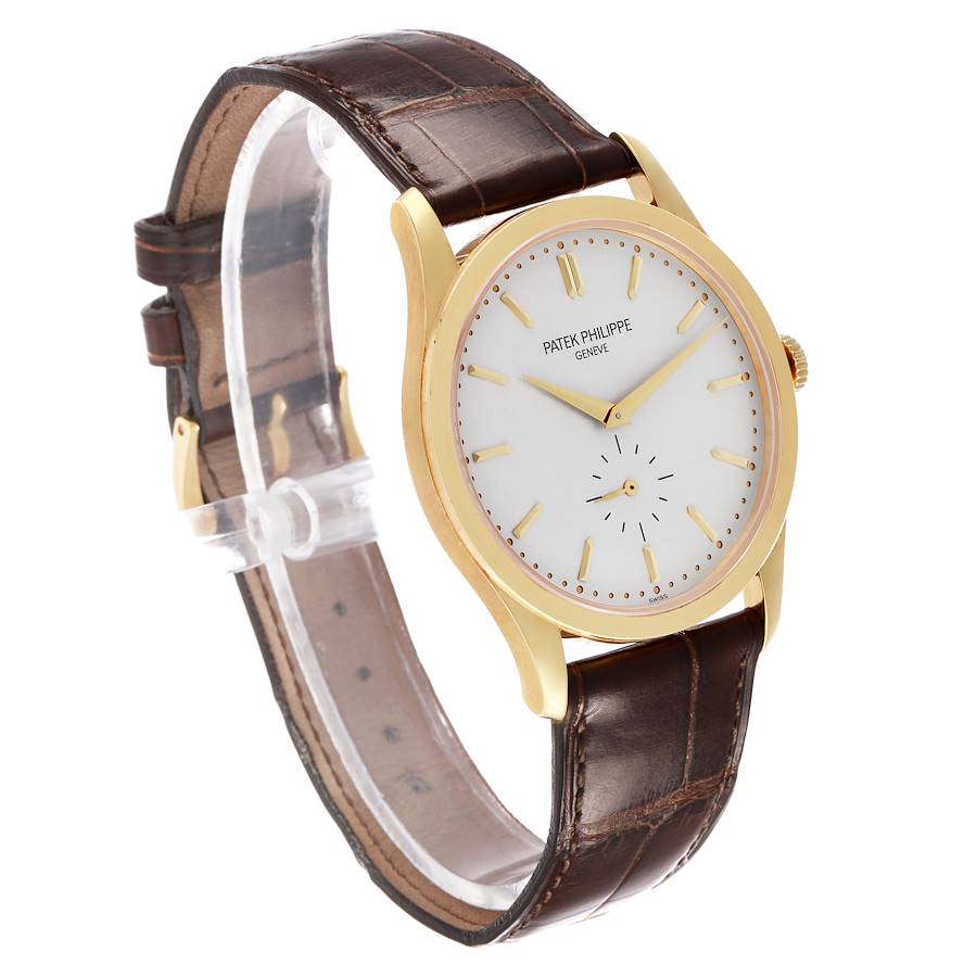 Calatrava Yellow Gold Silver Dial Mens Watch 5196 5196J