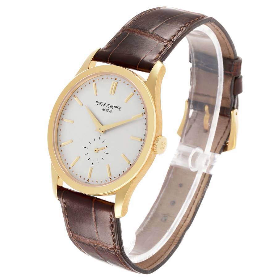 Calatrava Yellow Gold Silver Dial Mens Watch 5196 5196J