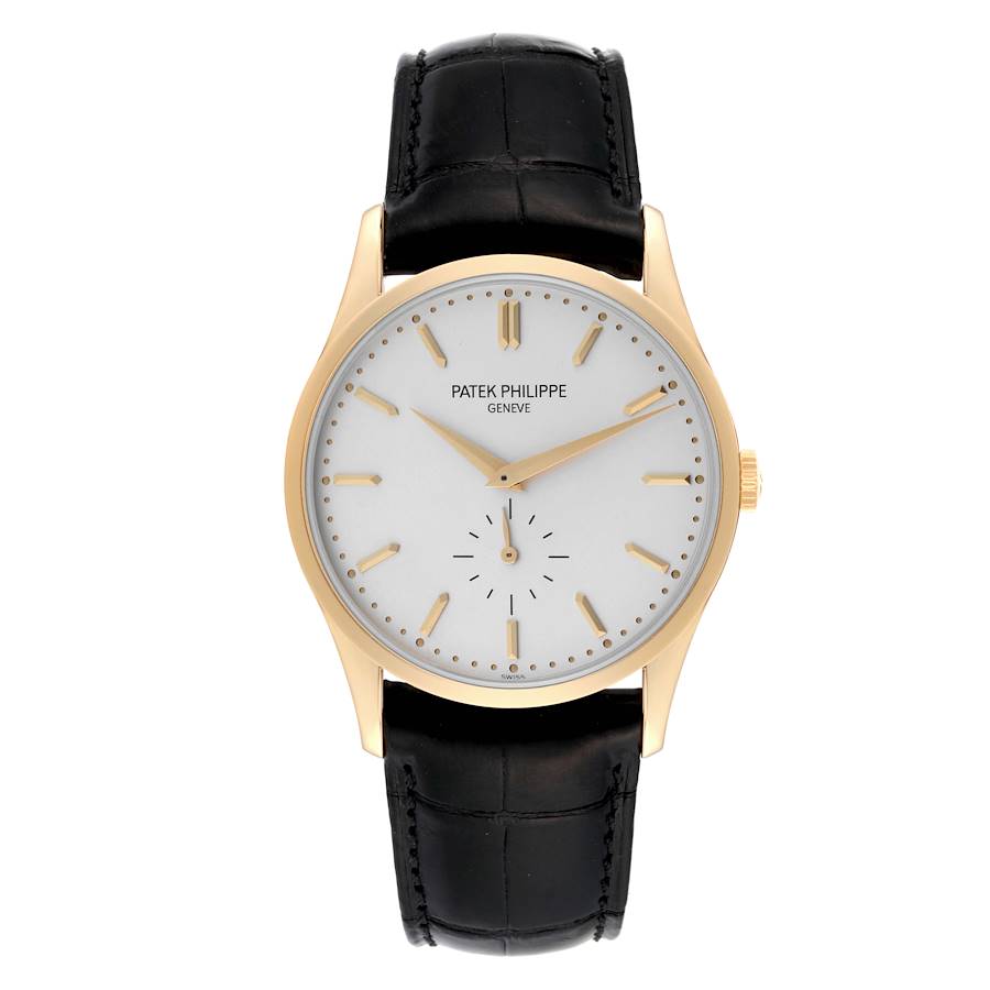 Calatrava Yellow Gold Silver Dial Mens Watch 5196