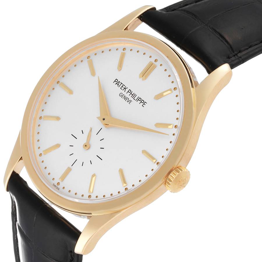Calatrava Yellow Gold Silver Dial Mens Watch 5196