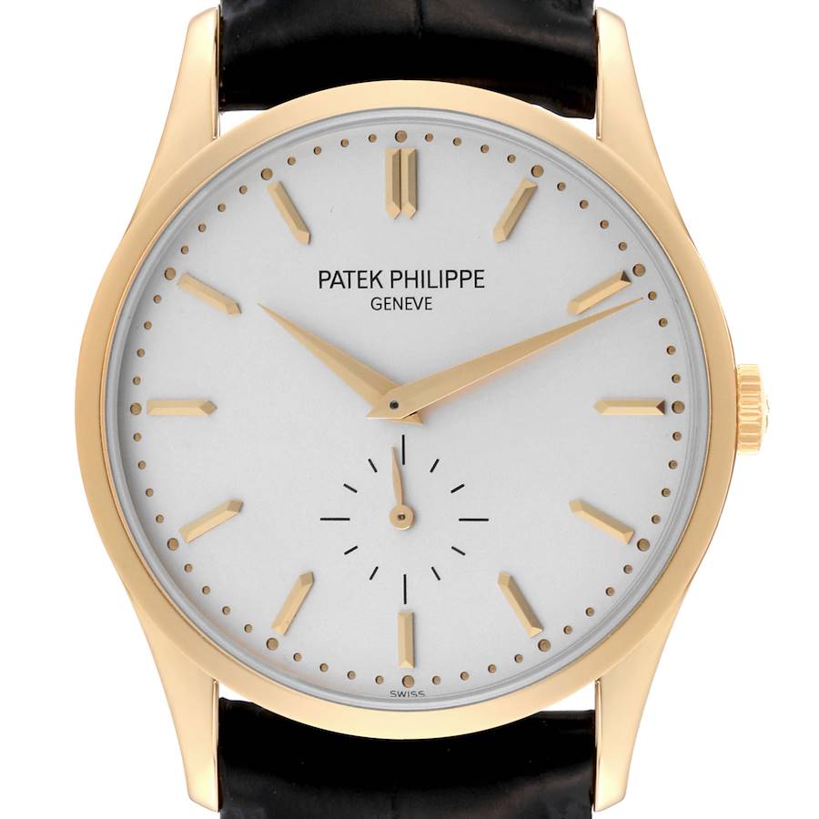 Calatrava Yellow Gold Silver Dial Mens Watch 5196