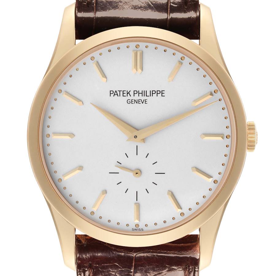 Calatrava Yellow Gold Silver Dial Mens Watch 5196J 5196