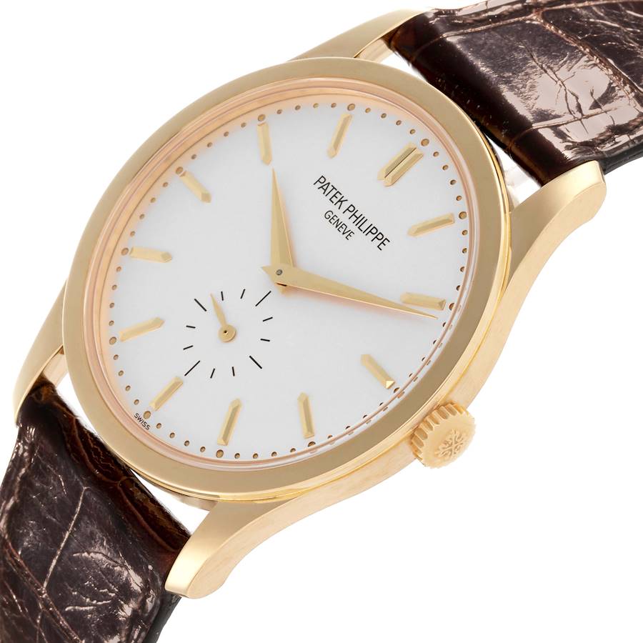 Calatrava Yellow Gold Silver Dial Mens Watch 5196J 5196