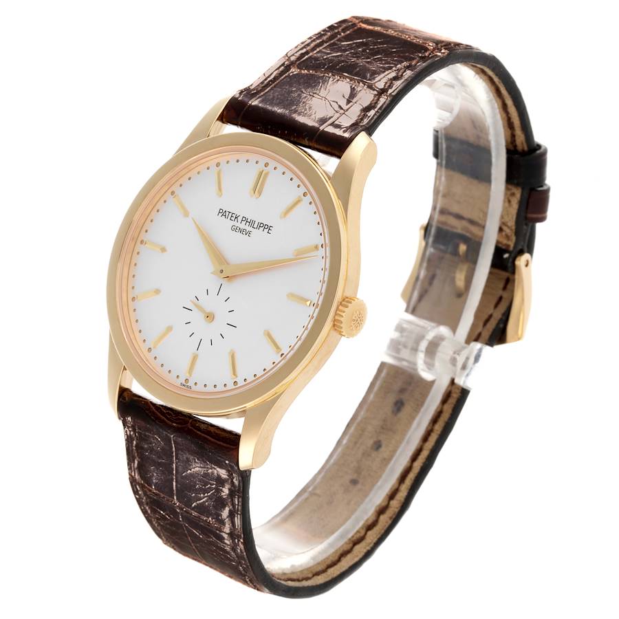 Calatrava Yellow Gold Silver Dial Mens Watch 5196J 5196