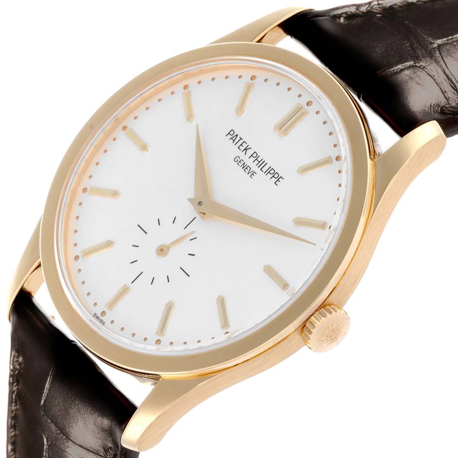 Calatrava Yellow Gold Silver Dial Mens Watch 5196J