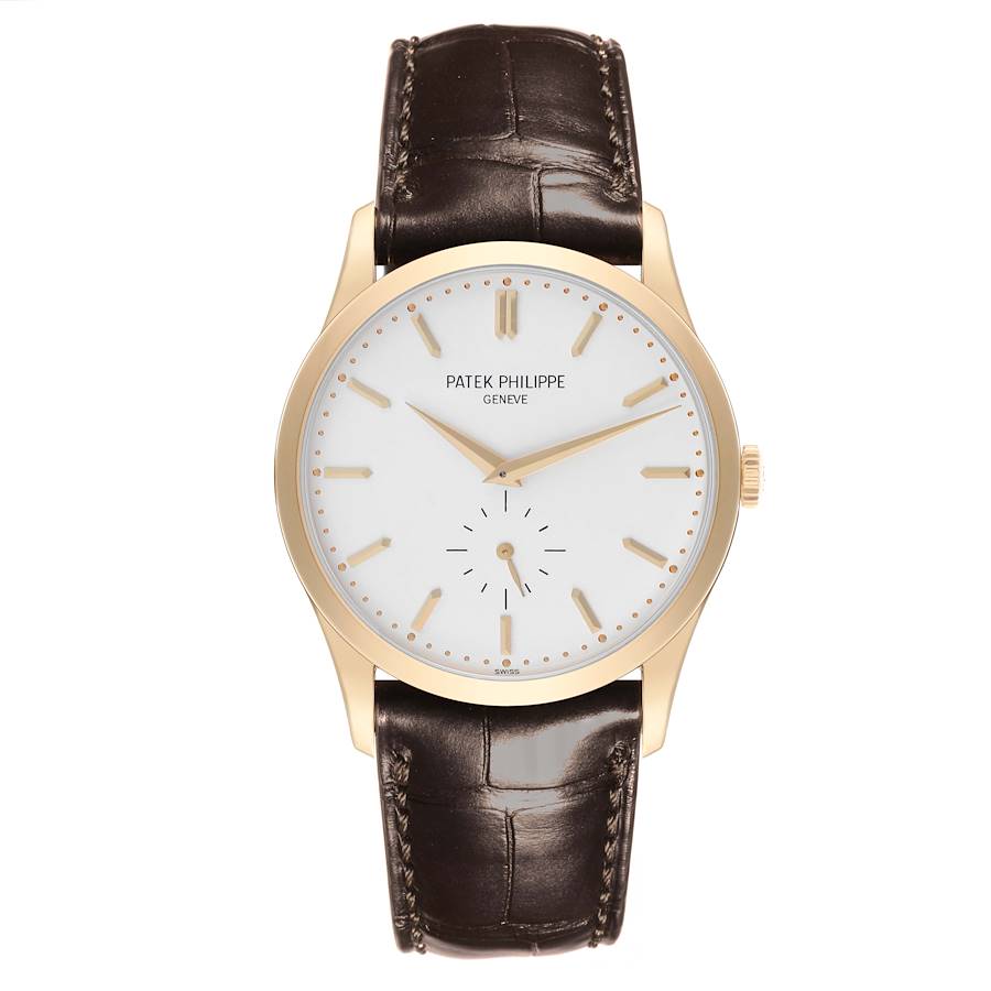 Calatrava Yellow Gold Silver Dial Mens Watch 5196J