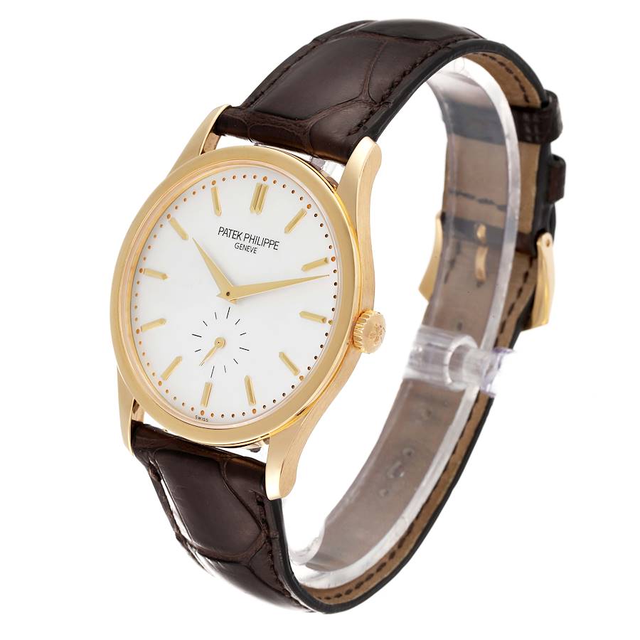 Calatrava Yellow Gold Silver Dial Mens Watch 5196J Box Papers