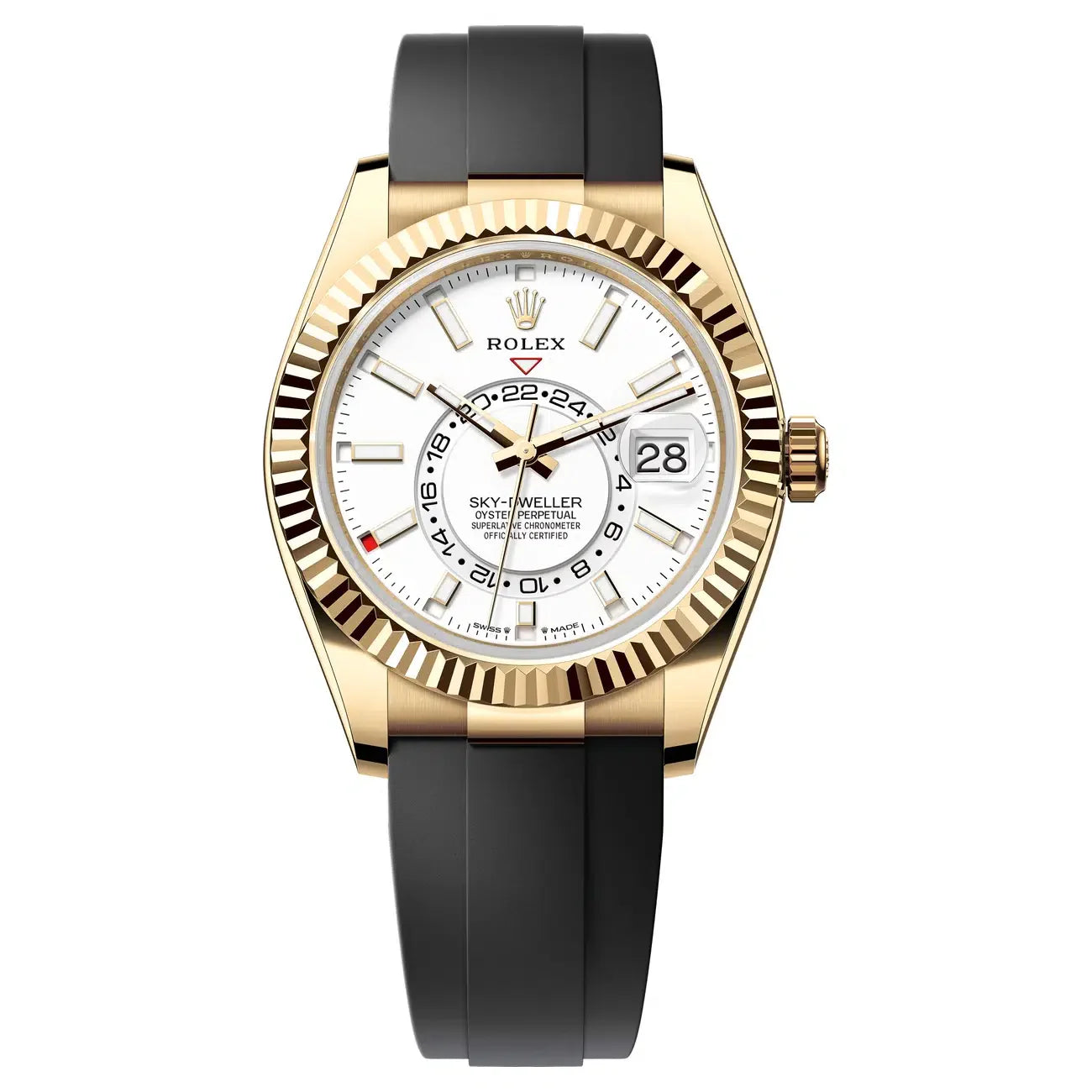 Sky-Dweller 336238 White Dial Yellow Gold Oysterflex 42mm
