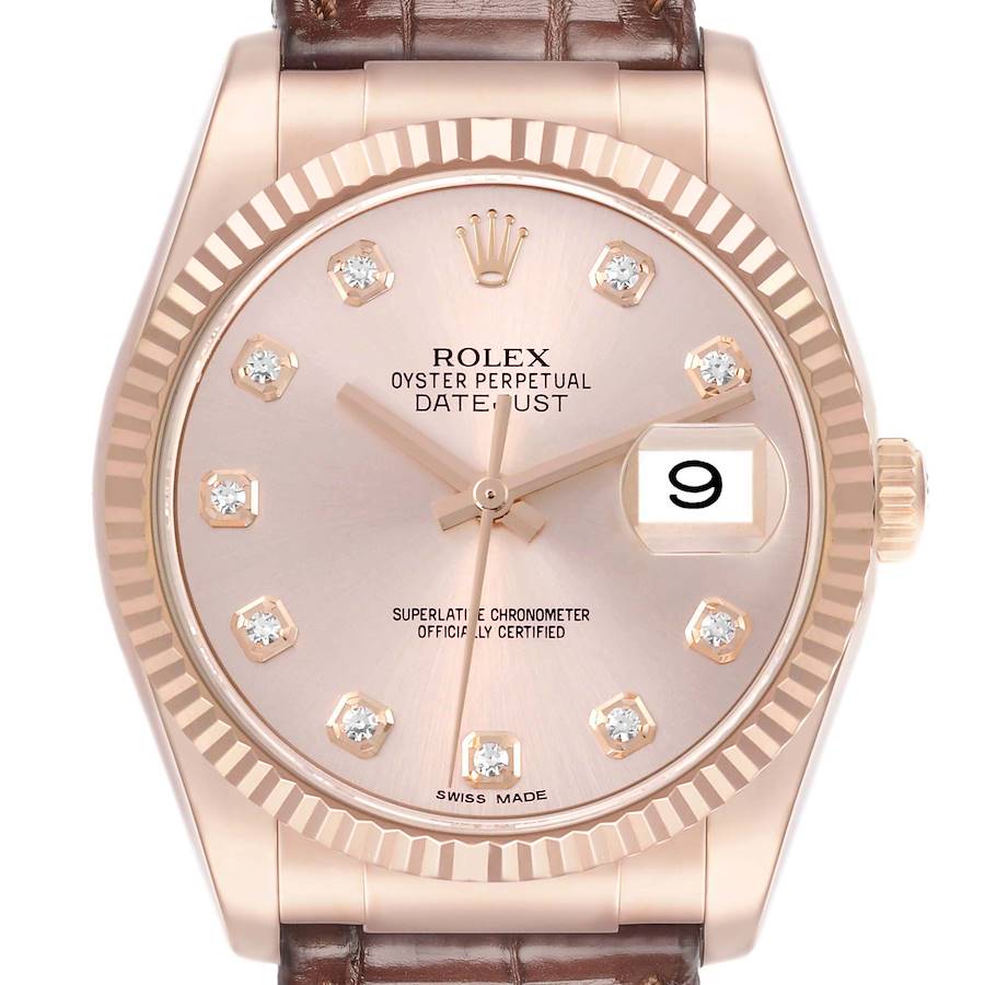Datejust 36 Rose Gold Sundust Diamond Dial Mens Watch 116135