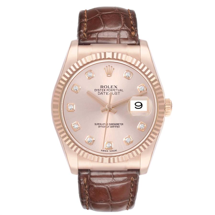 Datejust 36 Rose Gold Sundust Diamond Dial Mens Watch 116135