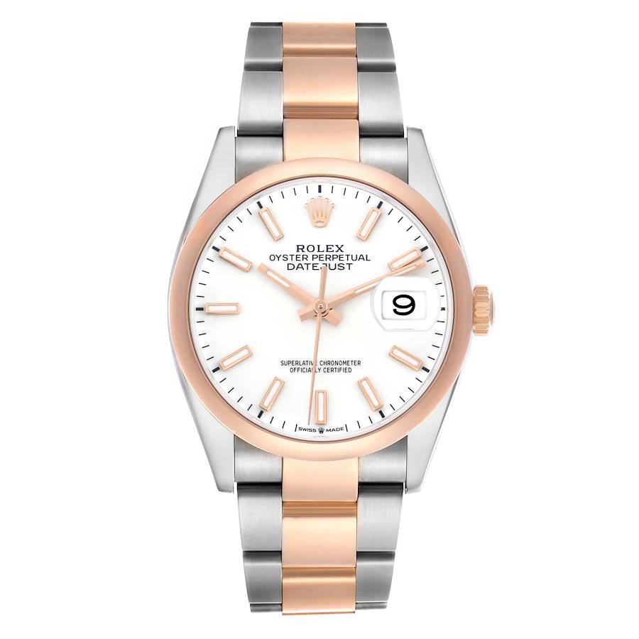 Datejust 36 Steel Rose Gold White Dial Mens Watch 126201 Box Card