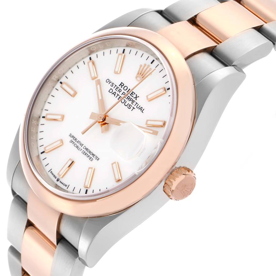 Datejust 36 Steel Rose Gold White Dial Mens Watch 126201 Box Card