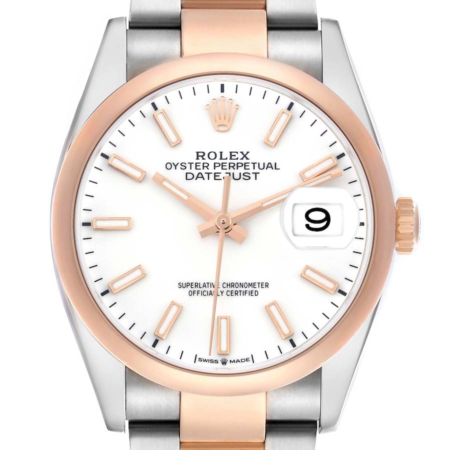 Datejust 36 Steel Rose Gold White Dial Mens Watch 126201 Box Card