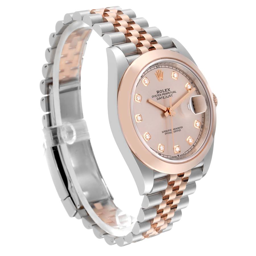 Datejust 41 Steel Rose Gold Diamond Dial Mens Watch 126301 Box Card