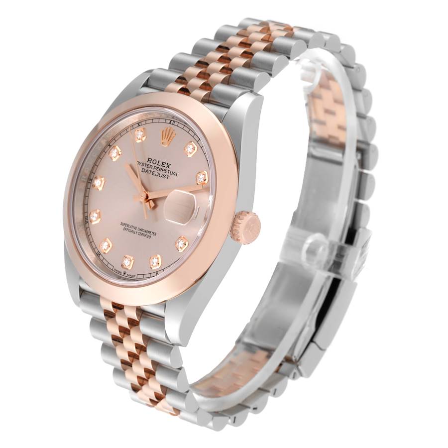 Datejust 41 Steel Rose Gold Diamond Dial Mens Watch 126301 Box Card